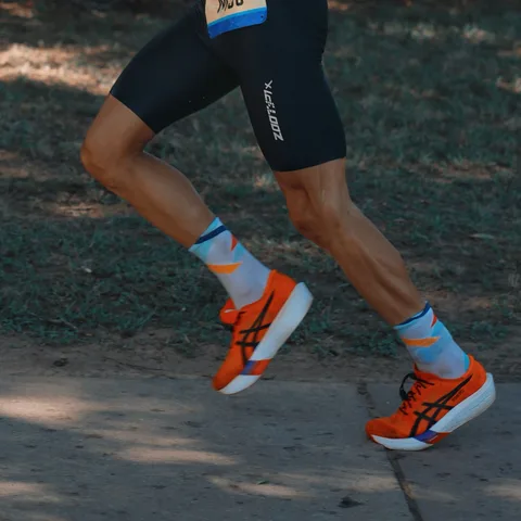 Joshua Berles on the run at IRONMAN 70.3 Augusta 2026, where he finished 10th