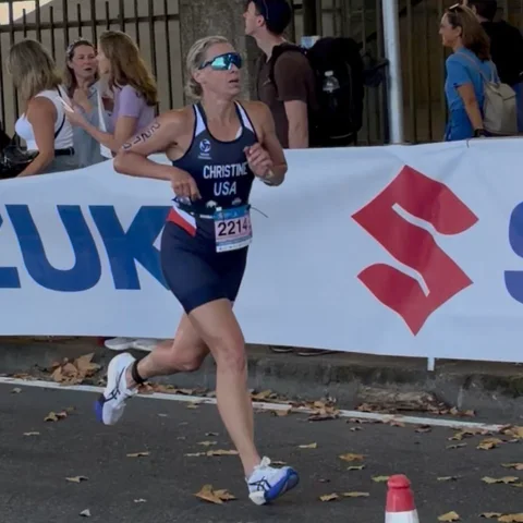 Michelle Christine on the run at the 2026 world championships in Pontevedra